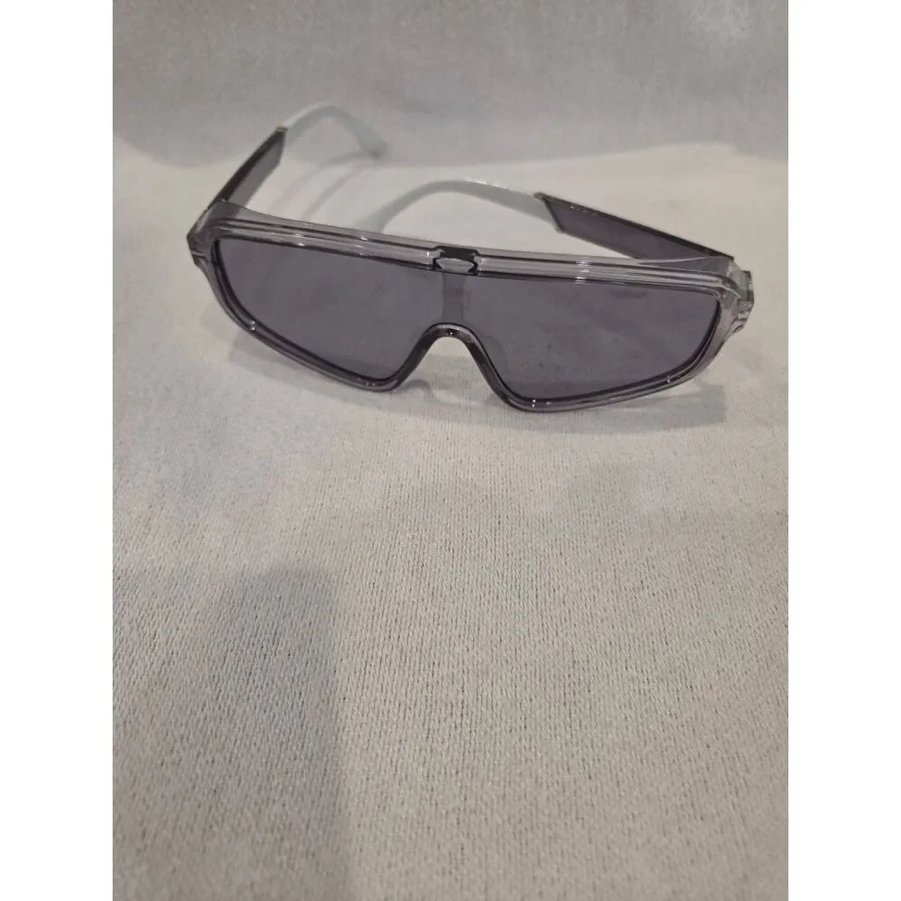 Y2k Transparent Gray Shield Sunglasses Futuristic Oversized Wrap Shades